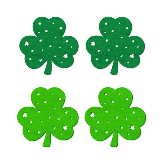 Hvmvliv Irish Festival Placemats Set of 4, Green Cloth Table Mats with Harp Motif, Waterproof & Easy Clean Holiday Dining St. Patrick's Day Decorations Green