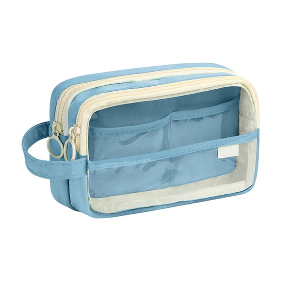 Hvmvliv Large Capacity Pencil Pouch Multiple Compartment Double Zipper Beautiful Cute Stationery Bag for Students