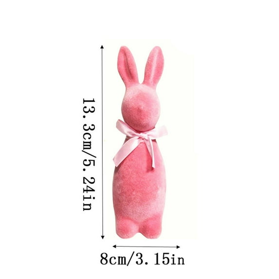 Hvmvliv Large Easter Flocked Bow Standing Bunny Figurine Pink Foam Bunny Ornament, 24.8cm, High Grade Material, Festive Tabletop & Shelf Display Pink