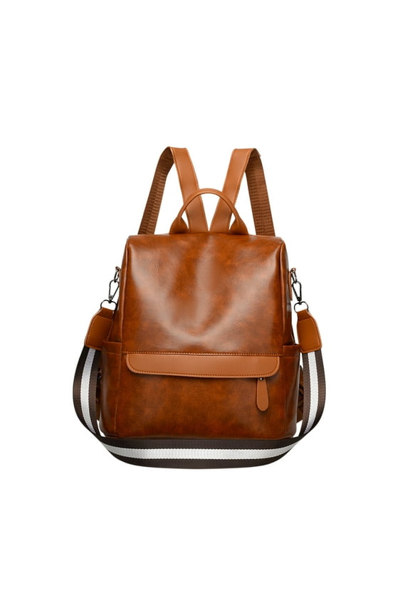 Leather Backpacks Ladies Retro Large Capacity Sackpack Detachable Shoulder Strap Shoulder Bag Lightweight Travel Backpacks for Women Brown