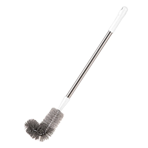 Hvmvliv Long Handle Toilet Cleaner Brush with Non-Scratch Plastic Bristles for Gentle Yet Efficacious Cleaning - Easy Assembly, Wall Mountable Design, and Washable Head for Compact Storage White