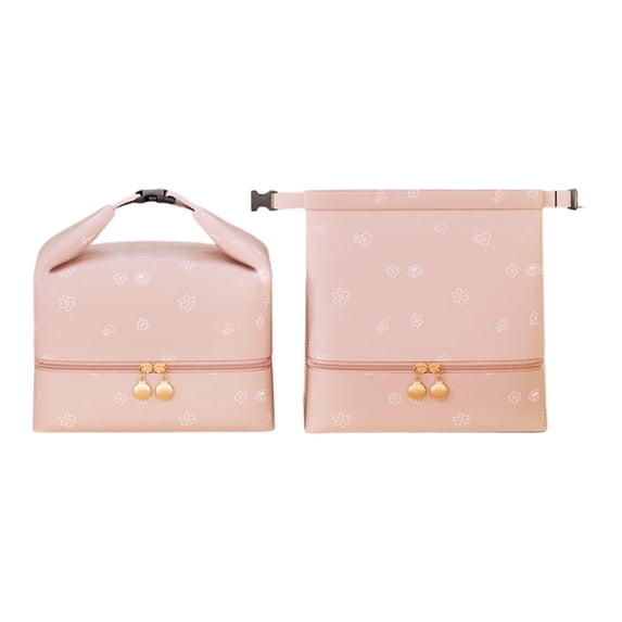 Hvmvliv Lunch Box Bag Nylon Portable Lunchbox Bag Insulated Lunch Bag Large Capacity Reusable Lunch Tote Aluminum Foil Thickened Leakproof Portable Handheld For Work School Travel Adults Pink