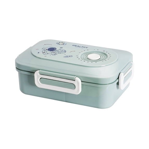 Hvmvliv Lunch Box,Partition Bento Box,Microwave Safe,Sealed Leak-Proof for Office Workers,3 Compartments,Includes Fork and Spoon,Size:8.07X5.51X2.68in Green