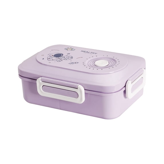 Hvmvliv Lunch Box,Partition Bento Box,Microwave Safe,Sealed Leak-Proof for Office Workers,3 Compartments,Includes Fork and Spoon,Size:8.07X5.51X2.68in Purple