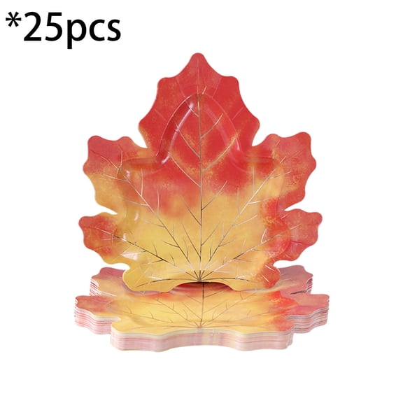 Hvmvliv Maple Leaf Disposable Paper Plates 25 Pack for Thanksgiving Tableware Harvest Festival Party Decorations