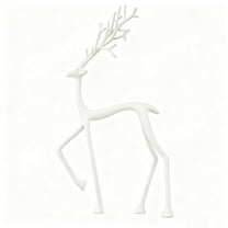 Hvmvliv Metal Deer Figurine for Home and Christmas Decor - Elegant Desktop Statue with Sturdy Base, Ideal as a Festive Centerpiece or Year-Round Gift for Mantel, Table, and Office Decoration White