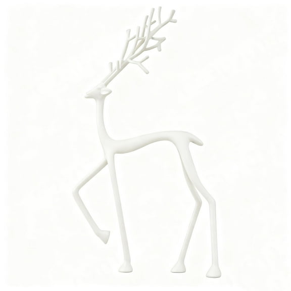 Hvmvliv Metal Deer Figurine for Home and Christmas Decor - Elegant Desktop Statue with Sturdy Base, Ideal as a Festive Centerpiece or Year-Round Gift for Mantel, Table, and Office Decoration White