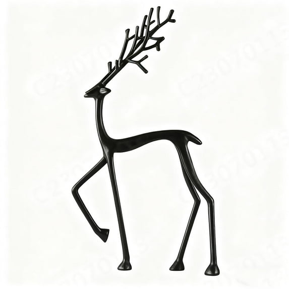 Hvmvliv Metal Deer Figurine for Home and Christmas Decor - Elegant Desktop Statue with Sturdy Base, Ideal as a Festive Centerpiece or Year-Round Gift for Mantel, Table, and Office Decoration Black