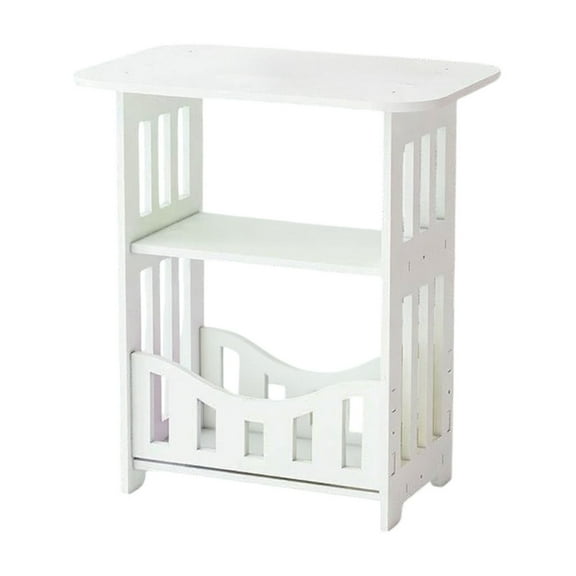 Hvmvliv Mini Nightstand for Living Room Bedroom 3 Tier Bedside Table with Storage Rack Small Rectangular Narrow Side Table for Home Office White