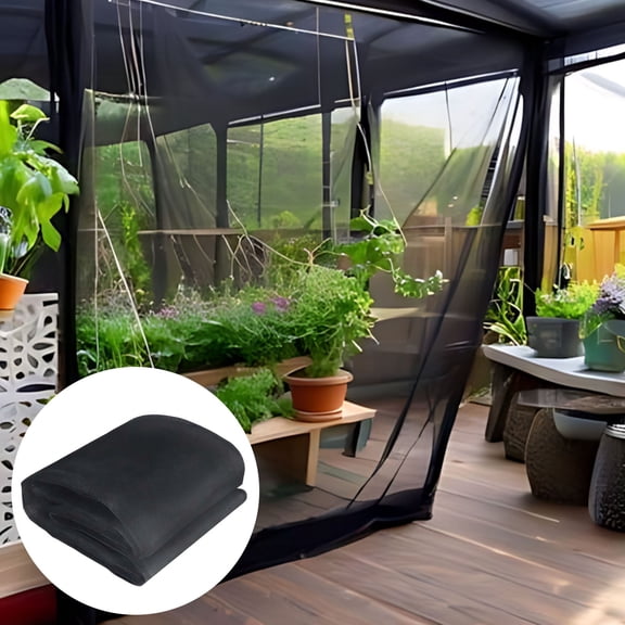 Hvmvliv Mosquito Net Multi-Functional Garden Mosquito curtain,7.9x13.1ft Fiber Bug Barrier,Foldable Detachable Cuttable Cover for Patio,Terrace,Camping Black-S