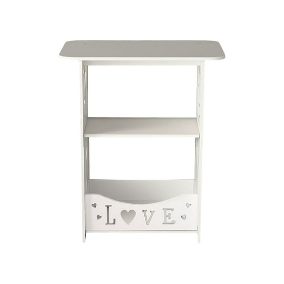 Hvmvliv Narrow Bedside Table with 3 Tier Shelf Mini End Table for Small Spaces Narrow Nightstand with Storage Rack Side Table for Living Room, Bedroom, Office White