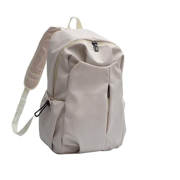 Hvmvliv Nylon Backpack Solid Color Laptop Backpack for College,Lightweight Casual Daypack for Work Travel,Durable Bookbag with Multiple Pockets White