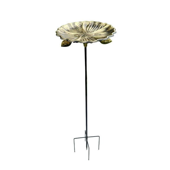 Hvmvliv Outdoor Bird Feeder Metal Stake Bird Bath & Feeder, Outdoor Garden Yard Decor for Hummingbirds Gold