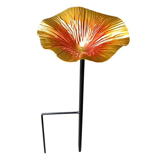 Hvmvliv Outdoor Bird Feeder Stake Mount Metal Bird Bath for Outdoor Garden, Hummingbird Feeder and Yard Decoration Yellow