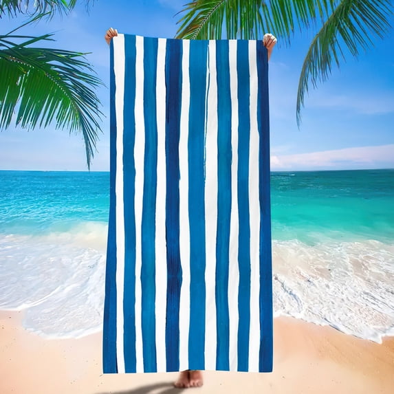 Hvmvliv Oversized Striped Beach Towel Beach Blanket for Adults,Soft and Absorbent Pool Towel,Sand-Shake,Fade-Resistant,Machine Washable,for Swimming,Travel,Camping,Size:63X31.5in Multicolor-D