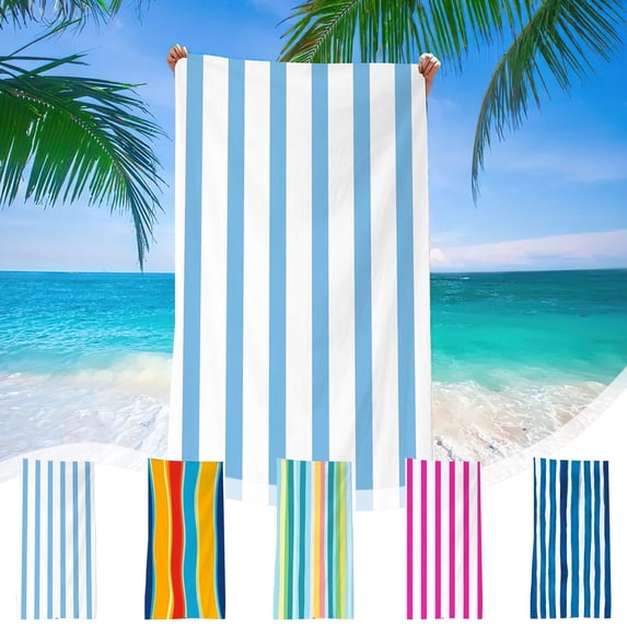 Hvmvliv Oversized Striped Beach Towel Beach Blanket for Adults,Soft and Absorbent Pool Towel,Sand-Shake,Fade-Resistant,Machine Washable,for Swimming,Travel,Camping,Size:63X31.5in Multicolor-A