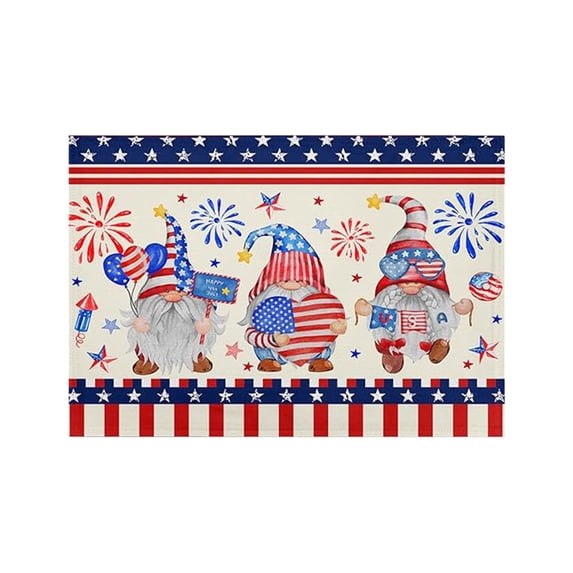 Hvmvliv Patriotic 4th of July Placemat 12x18 Inch Linen Reusable Star Stripe Table Mat for Memorial Day Veterans Day Dining Decor Multicolor
