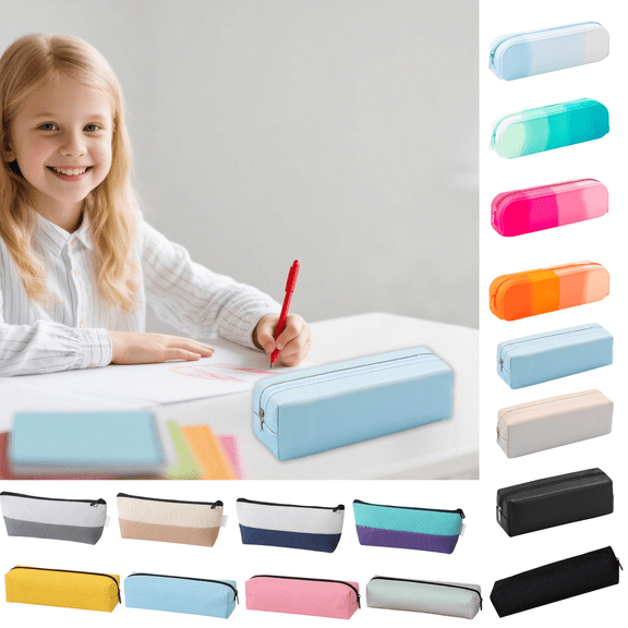 Hvmvliv Pencil Case Pencil Bag Big Capacity, Portable Pen Case Office Stationery Makeup Bag, PU Leather, 20x5x4cm