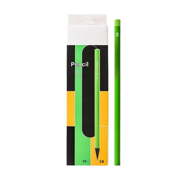 Hvmvliv Pencils 10-Pack Thick Black Wood 2B Pencil,Calligraphy Drawing Pencil Set,Ergonomic Posture-Correcting,Eye-Protective Design Green-2B