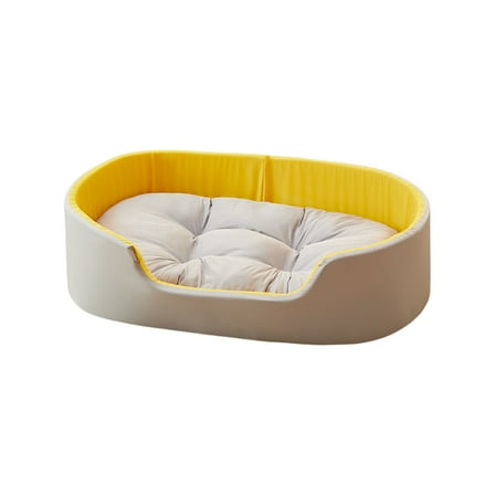 Hvmvliv Pet Beds for Small Dogs Washable Cat and Dog Beds Comfy Soft Pet Cushion Medium Size Non-Slip Dog Beds for Small Dogs Yellow, 19x13 in