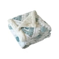 thumbnail image 1 of Hvmvliv Plush Throw Blanket 27x40in Cationic Hollow Taffeta Lambswool Warm Nap Double Layer Blanket for Office Cover Reversible Design Blue, 1 of 6