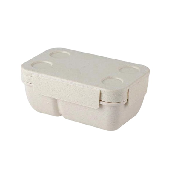 Hvmvliv Portable Bento Box,Partitioned Lunch Box for Office Workers,Leak-Proof,Microwave Safe(Heat Below 212°F,Remove Lid),Locking Clips Sealed Freshness Beige