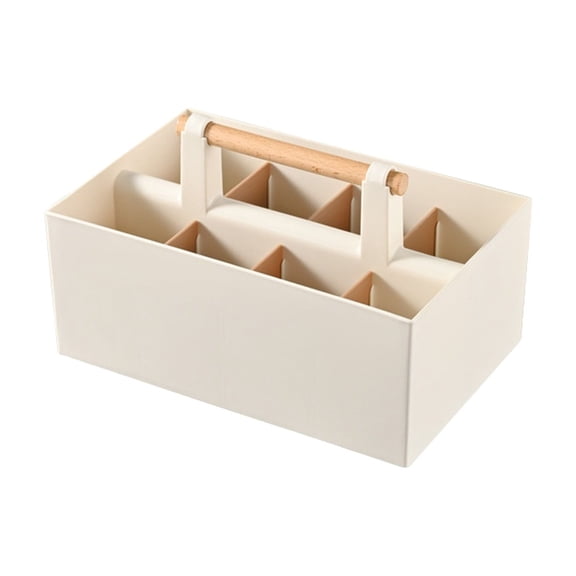 Hvmvliv Portable Desktop Stationery Storage Box Multi Compartment Lattice Design with Handled Lightweight Plastic for Office Travel