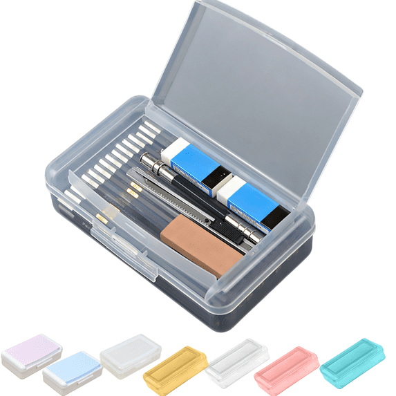 Hvmvliv Double Layer Pencil Box, Plastic Pencil Case with Lid, Hard Hard Pencil Case for Pen Storage Organizer, 1 Pack, Clear