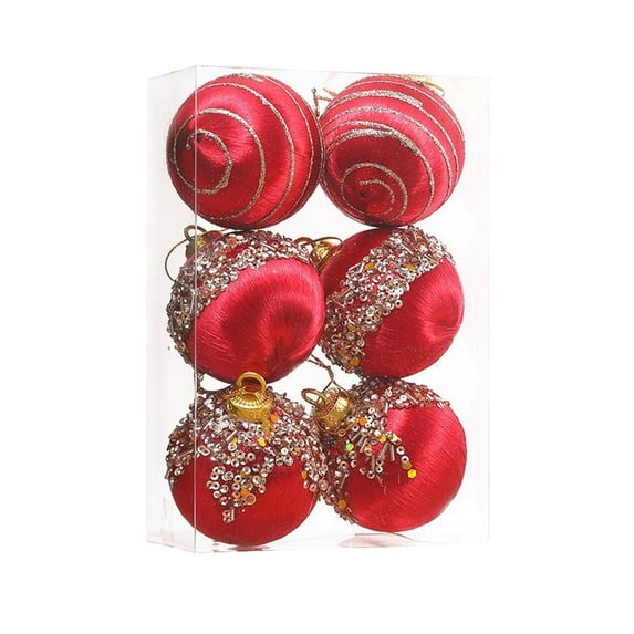 Hvmvliv Retro Antique Christmas Ball Ornaments Set Christmas Scene Layout Tree Decoration Hanging Ball Box Pendant Red