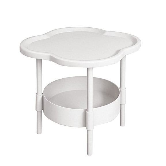 Hvmvliv Round Mini Side Table with 2 Tier Shelf Storage Rack Small End Table for Space Saving Narrow Nightstand for Bedroom White