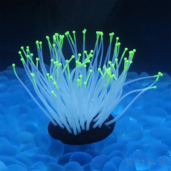 Hvmvliv Simulation Luminous Anemone Silicogel Decor for Fish Tank Aquarium Night Glow Soft Realistic Landscaping Decoration