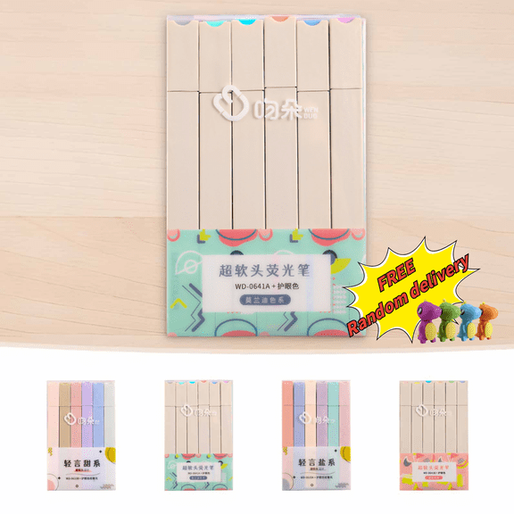 Hvmvliv Soft Head Bible Highlighters Set with Eraser（Random Delivery）,Water-Based Quick-Drying Ink Hoghlighters Mark Pen for Bible Pages,Thin Paper,Notebooks and Office Use,Multicolor-C