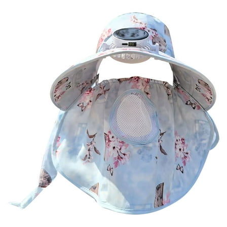 Hvmvliv Solar Fan Hat Wide Brims Hat with 1 Solar Fan Women Outdoors Hats 3 Speed Adjustables Sun Hat Face Shading for Farm Working Sun Hat Blue
