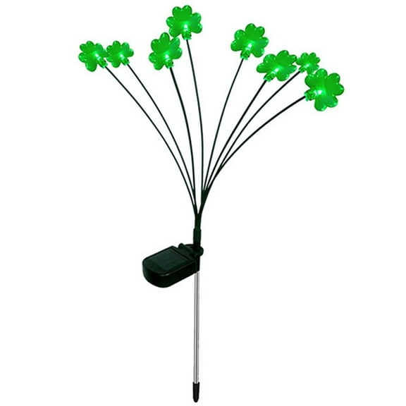 Hvmvliv Solar Powered St. Patrick's Day Clover Lawn Light, 30 Inch Outdoor Garden Decoration with IP55 Waterproof LED for Yard & Patio Green