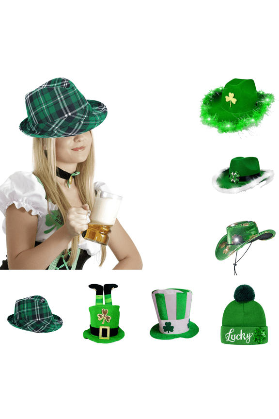 St.Patrick's Day Plaid Fedora Hat Irish Day Costume Accessories Reusable Perfect for Holiday Parties Irishman Dress Up Parades Festive Celebrations