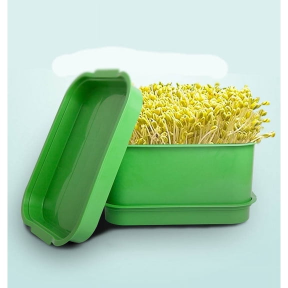 Hvmvliv Stackable Hydroponic Sprout Growing Box with 3mm Holes Transparent Lid Nursery Tray, Space-Saving Design for Wheatgrass & Microgreens, Easy Clean Reusable Plastic Planter Green