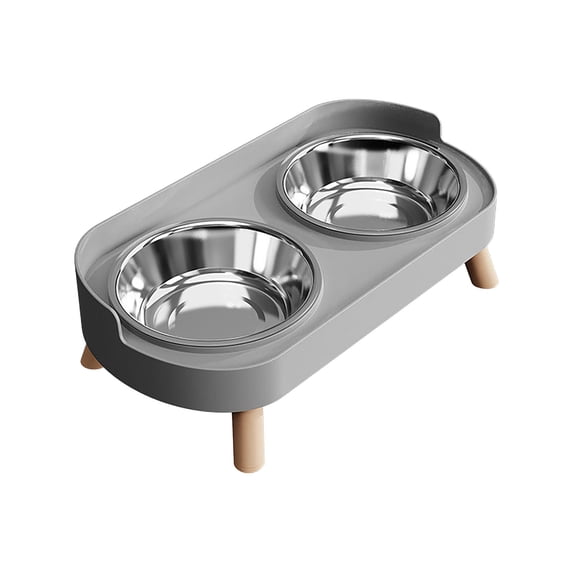 Hvmvliv Stainless Steel Double Bowl Non Tip Non Spill Elevated Stand for Neck Protection for Cats Small Dogs