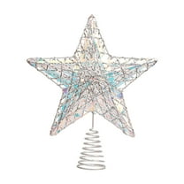 Hvmvliv Star Christmas Tree Topper Iron Five Pointed Xmas Treetop Ornament for Holiday Tree Decor Christmas Tree Top Decoration Silver