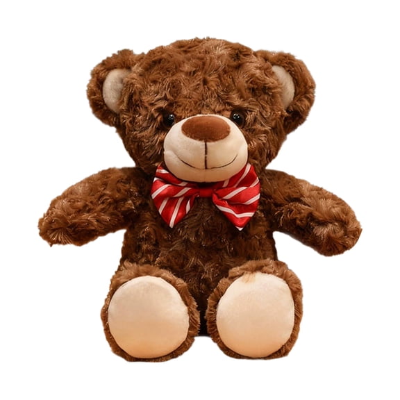 Hvmvliv Stuffed Plush Toys Classic Bow Tie Teddy Bear Plush Toy Soft Furry Stuffed Animal in Neutral Shades for Tabletops Sofa Decoration Long-Lasting Comforting Companion Gift Brown