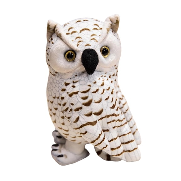 Hvmvliv Stuffed Plush Toys Realistic Big Eyed Owl Plush Toy Soft Stuffed Animal 8 Inch Portable for Cuddling Travel Car Seat Crib Decorative Companion Baby Shower Birthday Gift White
