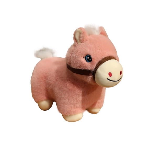 Hvmvliv Stuffed Plush Toys Realistic Horse Colt Plush Toy Soft Stuffed Animal Zodiac Mascot for Home Bedroom Shelf Decoration Comfortable Cuddly Companion Birthday Party Favor Pink