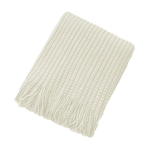 Hvmvliv Summer Blanket 127x172cm Thin Blankets for Summer Knitted Fringe Cooling Blanket for Hot Sleepers Large Size Comfy Flannel Ice Comforter for Home White