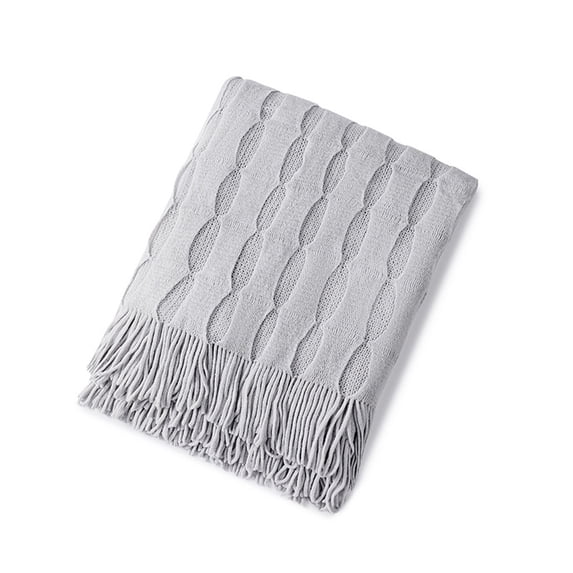 Hvmvliv Summer Blanket 127x176cm Blanket Soft Knitted Blanket Fringed Blanket Sofa Blanket Sleeping Blanket 176X127Cm Summer Blanket Gray