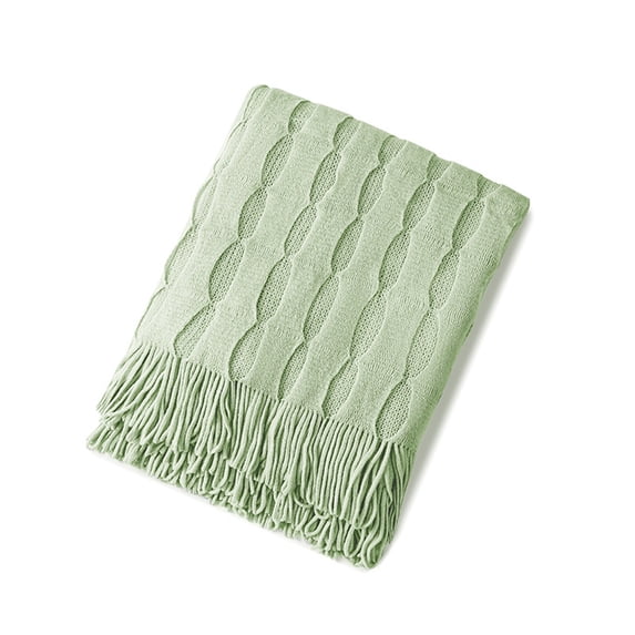 Hvmvliv Summer Blanket 127x176cm Blanket Soft Knitted Blanket Fringed Blanket Sofa Blanket Sleeping Blanket 176X127Cm Summer Blanket Green