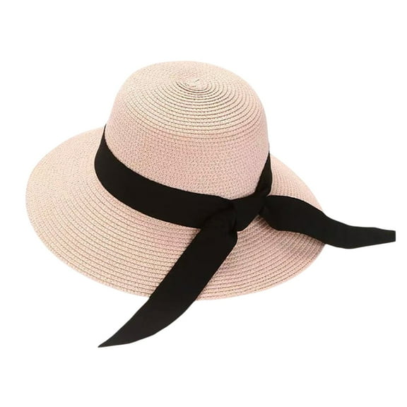 Hvmvliv Sun Hats for Women Beach Sun Straw Sun Hats for Women Summer Outdoor Breathable Wide Brims Straw Sun Hat Foldable Cap for Summer Travel Beige
