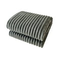 thumbnail image 1 of Hvmvliv Throw Blanket For Bed 70x78in Striped Flannel Fleece Throw Blanket with Ribbed Edges Cozy Microfiber Material for All-Season Couch Bed Use Gray, 1 of 6
