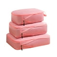 thumbnail image 1 of Hvmvliv Travel Clothes Storage Bag Three Piece Set, Portable Multifunctional Luggage Organizer Bags for Suitcase Packing & Classification Pink, 1 of 7