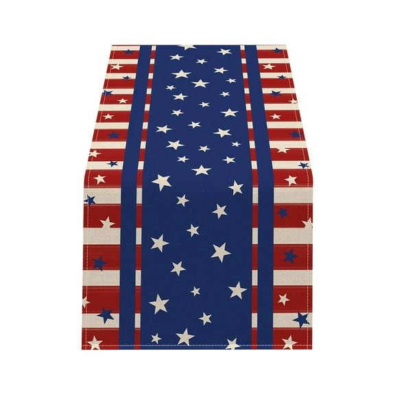 Hvmvliv USA Flag Table Runner (72x13in) Linen Table Runner Red White and Blue Table Runner Suitable For Holiday Decoration Kitchen Table Flag Living Room Fireplace Cabinet Multicolor