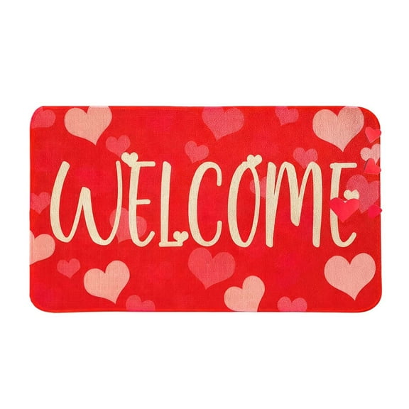 Hvmvliv Valentine's Day Absorbent Non-Slip Floor Mat - Waterproof Polyester Rug for Kitchen, Bathroom and Indoor-Outdoor Use Multicolor
