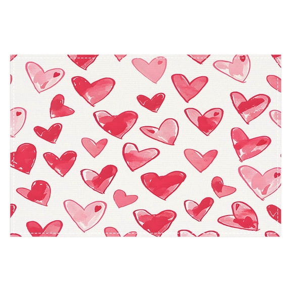 Hvmvliv Valentine's Day Heart-Shaped Placemat with Linen Material - Heat-Resistant Table Cover for Dining Room, Kitchen, and Party Decor Red